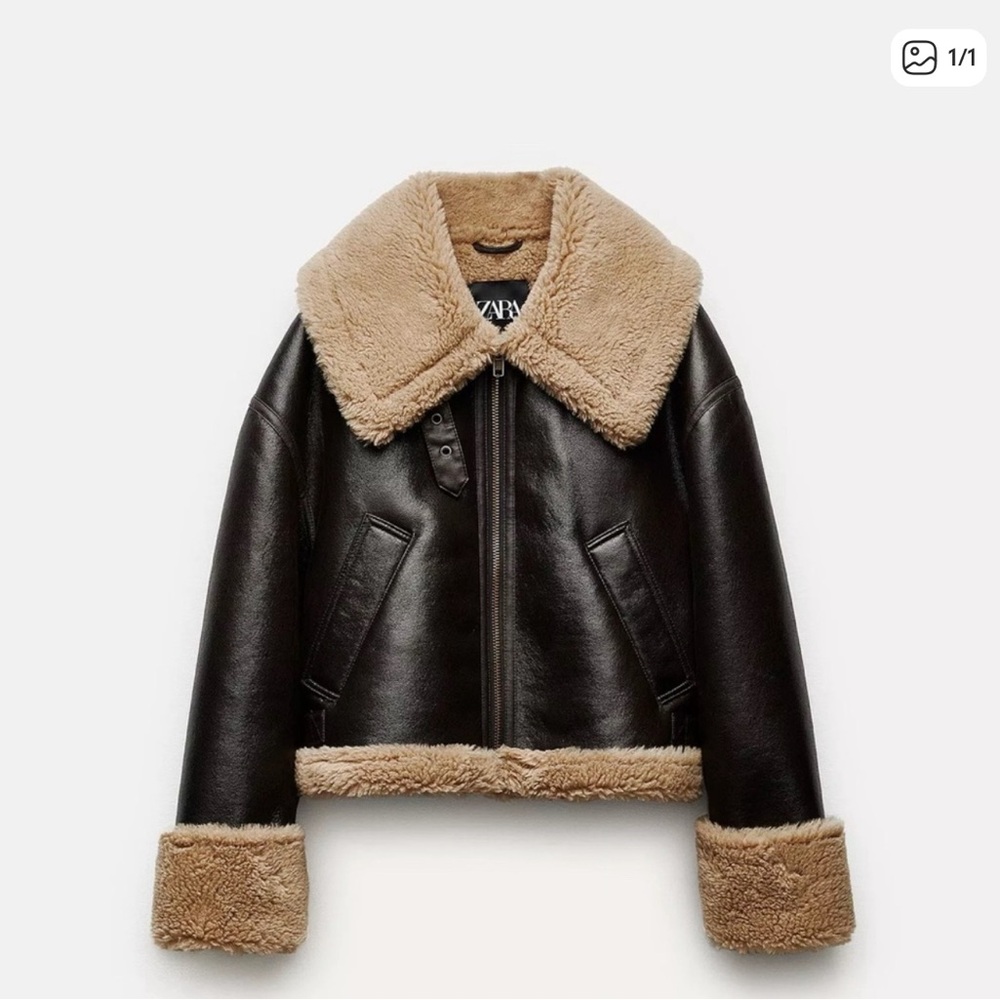 Zara Brown and Tan Shearling Jacket